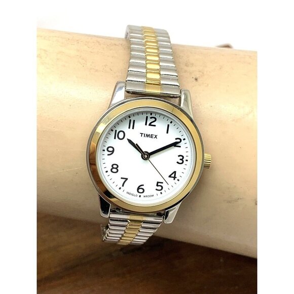 Timex Women\'s Watch T2N068 Quartz Indiglo White Dial Two Tone Stainless … main image 9